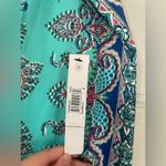 Maggy London Medallion Print Cotton Dress geometric Paisley Colorful Aqua Size 8 Photo 3