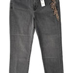 EXPRESS Slim Super High Rise Womens Jeans Size 8 Gray Denim Stretch Embellished Photo 0