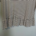 Free People  Beach Striped Black‎ and White Short Sleeve Ruffle Top Photo 7