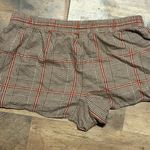 Aerie  Brown and Red Plaid High Waist Shorts Photo 0