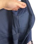 XScape  Navy Blue Brocade Floral High Low Formal Long Sleeve Midi Gown Size 18W Photo 10