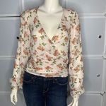 Red Haute  Floral Billie Sleeve Wrap Top Size Small Photo 0