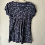 Self Esteem Y2k Navy Blue Floral Print Babydoll Tunic Top Medium Coquette Preppy Photo 7