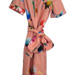 Sara Campbell Women's Rare Floral Print Belted Button Front Midi Shirt Dress 12 Pink Photo 0