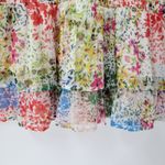 AQUA  Womens‎ Dress S Cream Blue Floral Smocked Ruffle Trim Long Sleeve Mini Photo 5