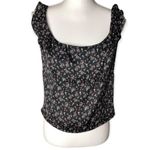Free People  Stay With You Black Combo Vintage Floral Satin Top Photo 3