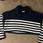 Crescent  Navy and White Striped Sweater Photo 0
