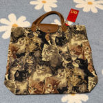 Signare Charming Cat Print Tapestry Tote with Brown Accents Photo 0