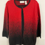 Alfred Dunner  Women's Size M Red Black Ombre Sparkle Cardigan Sweater Photo 0