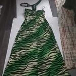 Fresh Of L.A Keyhole Beaded Halter Maxi L Animal Print Vacation Dopamine Boho Green Size L Photo 4