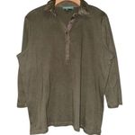 Lauren Ralph Lauren Women’s 1X Augusta Olive Green Henley Collared Cotton Shirt Photo 1