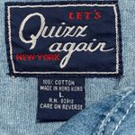 Vintage 90s Chambray Denim Shirt Blue Floral Embroidered Sunflower Butterfly Top Size L Photo 3