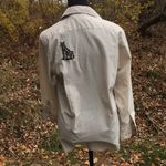 Vintage Long Sleeve Oversized Black Cat Shirt Size XS Tan Photo 13