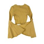Audrey 3+1 - Flare Sleeve Striped Top in Mustard Yellow & White Photo 3