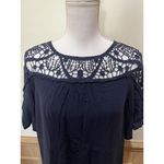 She & Sky Pullover Top ~ Crochet Neck/Shoulders ~ Size Medium ~ Blue Photo 1