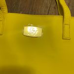 Joy Mangano Womens Bright Yellow Real Leather Tote Bag Purse 12”H X 18”W X 4” Photo 1