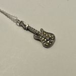 Guitar rhinestone pendant necklace Silver Photo 4