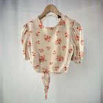 Bardot Printed Tie Back Top in Beige Floral Size Extra Small Photo 4