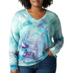Terra & Sky Plus Size 2X Top Handmade Tie Dye Long Sleeve Blue Purple Boho 473 Photo 0