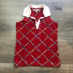 Tommy Hilfiger Vintage 2005  Red Chain Link V-neck Collared Tank Top Size Small Photo 1