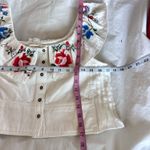 PILCRO FOR ANTHRO FLORAL NEEDLEPOINT EMBROIDERY BUTTON RUFFLE COLLAR COTTON CROP White Size XS Photo 8