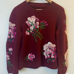 Gucci  M Burgundy Floral Wool Knit Crewneck Sweater Photo 0
