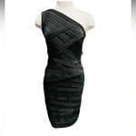 Tadashi Shoji Black One Shoulder Midi Lenght Dress Size Photo 11