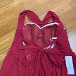 Azazie  Burgundy Maxi Dress Womens Size A20 Criss Cross‎ Formal Gown Bridesmaid Photo 3