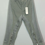 Roberto Cavalli satin cotton cropped riding pants steel gray green size S NWT Photo 0