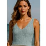 Madewell  Crop Tank Top Soft Knit Textured Cottagecore XS Geometric Summer Beach Photo 1