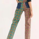 The Ragged Priest x Free People plaid jeans red yellow blue green color block mom Photo 2