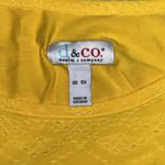 Denim & Co. Size 5X Yellow Eyelet Short Sleeve Crew Neckline Blouse Top Photo 4