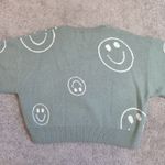 Altar'd State Women's Large Smiley Face Cropped Sweater Sage Green Photo 7