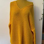 Womens Pullover V Neck Long Sleeve Warm Knitted Sweater Solid Oversized Jumpers Yellow Size L Photo 3