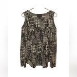 Frank Lyman Design Black White Tweed Open Cold Shoulder Blouse Tunic Top 12 Photo 8