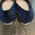Isaac Mizrahi  Navy Blue Embossed Velvet Robyn‎ Pearl Heel Ballet Flats 6.5 Photo 3