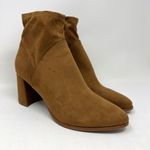 Marc Fisher Dyvine Pointy Toe Block Heel Booties Tan Brown Suede Zip Size 10 Photo 0