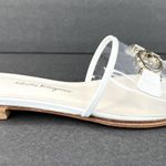 Salvatore Ferragamo Rhodes Pvc Gancini Logo White Leather Flat Sandals Size US 5 Photo 3