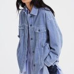 ZARA Corduroy Oversized Collared Shirt Jacket in Baby Blue - S Photo 3