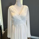 Women’s White Chiffon Full Length Long Sleeve Formal Dress Leg Slit Size 10 NWOT Photo 1