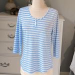The Comfy Blue White Striped Top Lightweight Shirt Loungewear Pajama Beach Womens S Photo 2