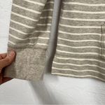 L.L.Bean Beige Cream Striped Quarter Zip Pullover Sweater Womens L Casual Classic Photo 8