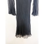 Maggy London Vintage Y2K Black Silk Chiffon Midi Dress Size 4 Whimsigoth Bell Sleeves Euro Photo 7