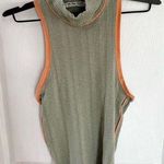 We The Free  Free People Olive Green Sleeveless Top with Orange Trim SMALL Photo 0