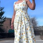 Joie  SZ14 White/yellow Floral Linen blend Sleeveless Squared Neck Midi Dress-NWT Photo 0