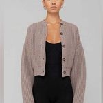 LE JEAN Brown Knit Cardigan Sweater Size 10 Photo 0