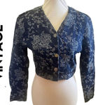 Avon Fashions Vintage 80’s/90’s Blue with Silver Floral Design Cropped Bolero St Blue Photo 0