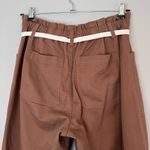 Loft Paperbag Utility High Rise Straight Leg Cotton Twill Belted Pants Brown Photo 6