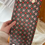 Fossil  Sydney Tote Geometric print/leather trim. Green, pink,red and dust bag Photo 3