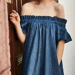 Anthropologie Corey Lynn Calter Chambray Off Shoulder Dress Photo 0